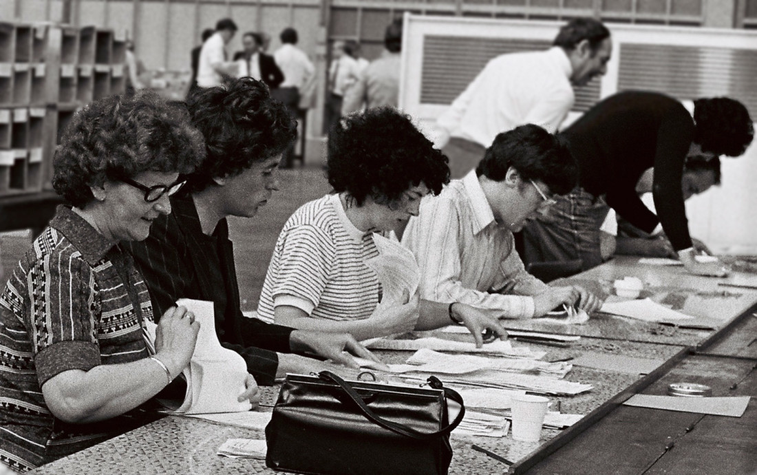 People counting votes in Dublin, 1979, European Parliament, European Union,  In Copyright