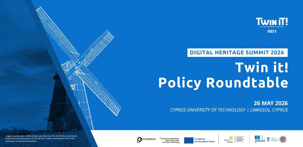 An event banner with a photo of a windmill superimposed with a drawing of it