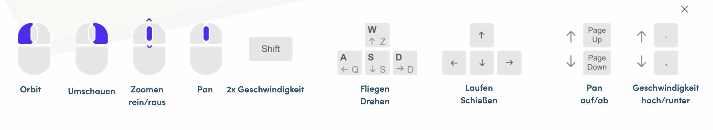 BIM WebViewer shortcuts