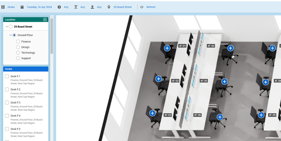 Image showing a floor plan with area markers