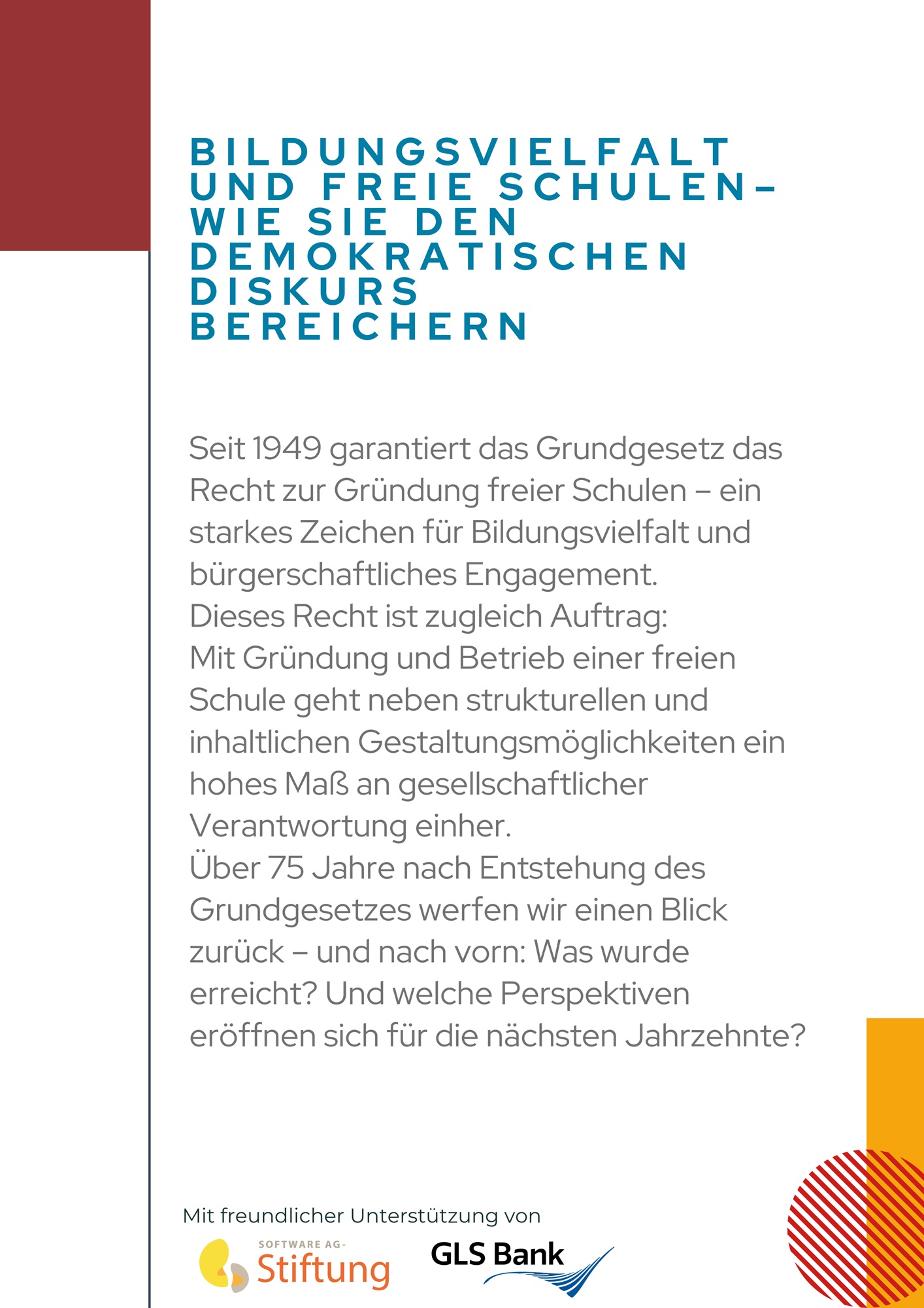 Veranstaltungsposter Bildungsvielfalt und Freie Schulen